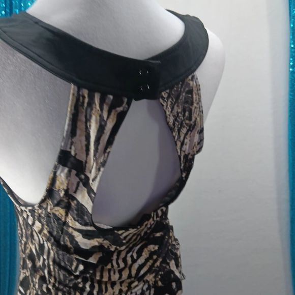 Guess Jeans Women's Size S High Halter Neck Long Tunic Top Keyhole Back Stretch - Picture 5 of 9